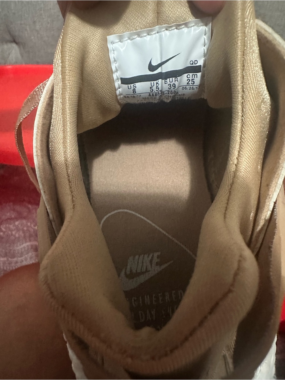 Women’s Metallic Rose Gold Nike Huarache Sneakers - Picture 6 of 6